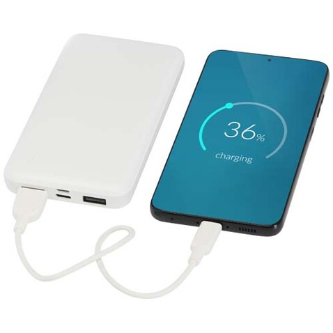 Intan 10 W 10.000 mAh Powerbank aus recyceltem Kunststoff, weiss bedrucken, Art.-Nr. 12445801