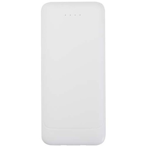 Adhil 10 W 10.000 mAh Powerbank aus recyceltem Kunststoff mit 2 integrierten Kabeln, weiss bedrucken, Art.-Nr. 12445901