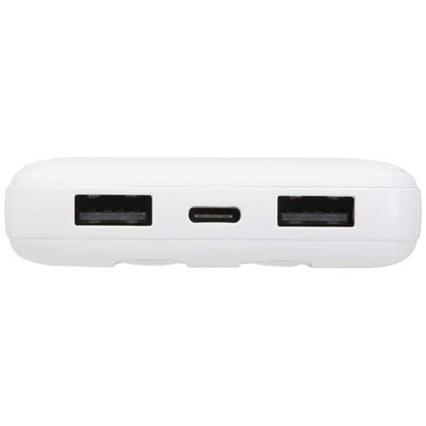 Adhil 10 W 10.000 mAh Powerbank aus recyceltem Kunststoff mit 2 integrierten Kabeln, weiss bedrucken, Art.-Nr. 12445901