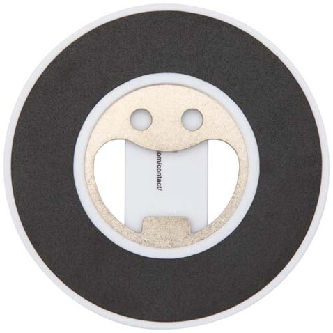 Ain Magnetische Smartphonehalterung aus recyceltem Kunststoff mit Flaschenöffner, weiss bedrucken, Art.-Nr. 12446101