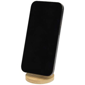 Alcor Klappbare magnetische Smartphonehalterung aus recyceltem Kunststoff mit Bambusdetails, weiss bedrucken, Art.-Nr. 12446301