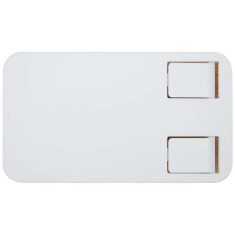 Alfirk Klappbare Smartphonehalterung aus recyceltem Kunststoff mit Bambusdetails, weiss bedrucken, Art.-Nr. 12446401