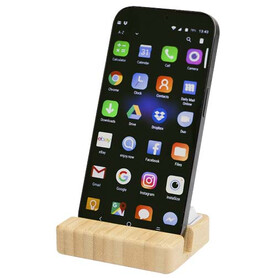 Algol Smartphonehalterung aus recyceltem Kunststoff mit Fidget-Toy mit Bambusdetails, holz bedrucken, Art.-Nr. 12446671