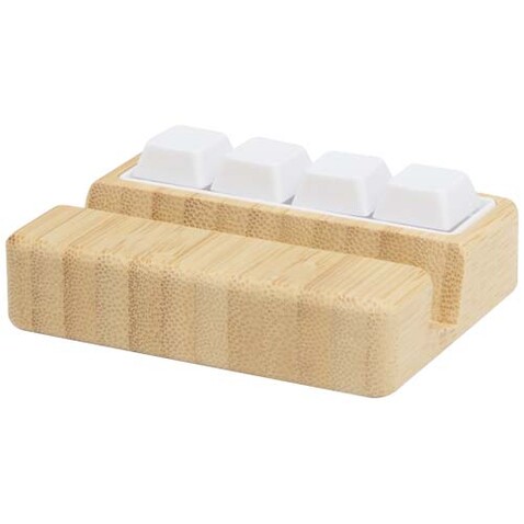 Algol Smartphonehalterung aus recyceltem Kunststoff mit Fidget-Toy mit Bambusdetails, holz bedrucken, Art.-Nr. 12446671