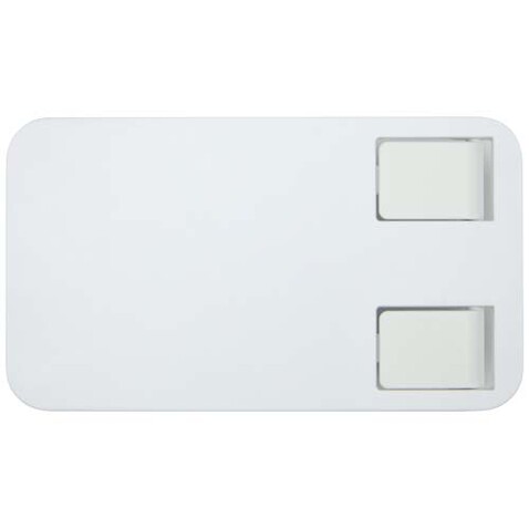 Alhena Klappbare Smartphonehalterung aus recyceltem Kunststoff mit Metallständer für den Schreibtisch, weiss bedrucken, Art.-Nr. 12446701 Alhena Klappbare Smartphonehalterung aus recyceltem Kunststoff mit Metallständer für den Schreibtisch, weiss bedrucken, Art.-Nr. 12446701