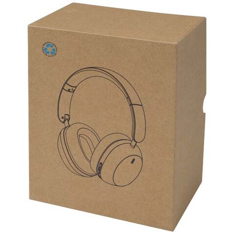 Hoggar Falltbare Over Ear Kopfhörer mit ANC und ENC aus recyceltem Kunststoff, weiss bedrucken, Art.-Nr. 12447301