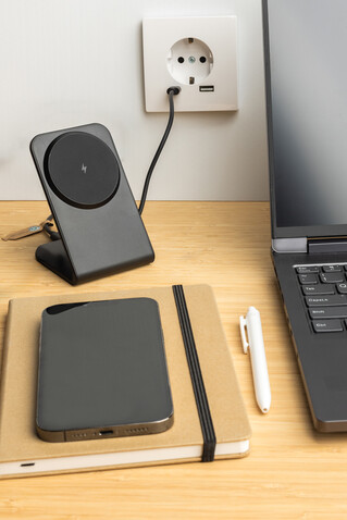 VoltPerch 15W magnetischer Wireless Charger aus RCS rec. ABS schwarz bedrucken, Art.-Nr. P309.0901