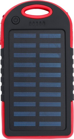 Gummierte ABS Solar-Powerbank Arin – Rot bedrucken, Art.-Nr. 008999999_1262005