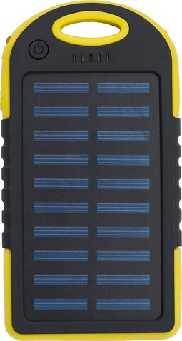 Gummierte ABS Solar-Powerbank Arin – Gelb bedrucken, Art.-Nr. 006999999_1262005