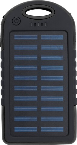 Gummierte ABS Solar-Powerbank Arin – Schwarz bedrucken, Art.-Nr. 001999999_1262005