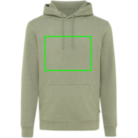 IQONIQ Torres ungefärbter Hoodie aus recycelter Baumwolle heather green bedrucken, Art.-Nr. T9401.015.XXXL
