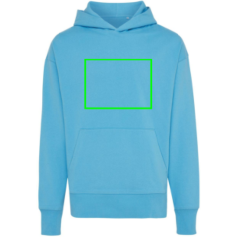 IQONIQ Yoho Relax-Hoodie aus recycelter Baumwolle tranquil blue bedrucken, Art.-Nr. T9402.010.XXS