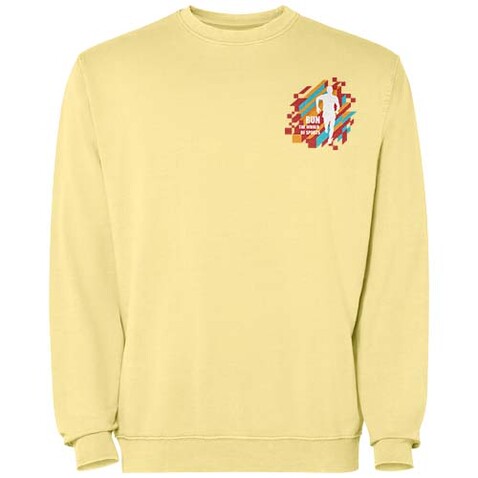 Jaya Pullover mit Rundhalsausschnitt Unisex, gelb bedrucken, Art.-Nr. R2203D90