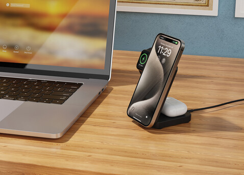Urban Vitamin Arcadia 15W 3in1 Magnet-Charger aus RCS rABS schwarz bedrucken, Art.-Nr. P309.5101