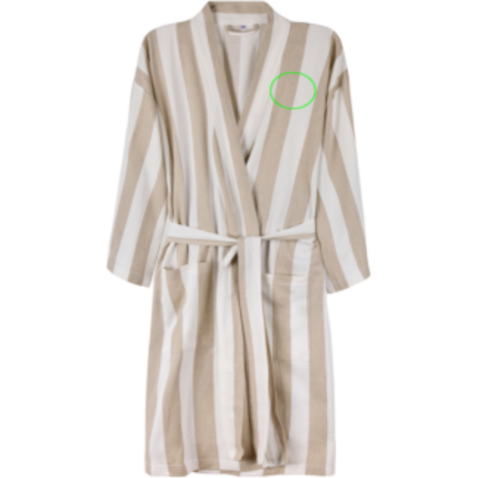 VINGA Ornos GRS Hamam-Bademantel S/M beige, weiß bedrucken, Art.-Nr. V4172119SM