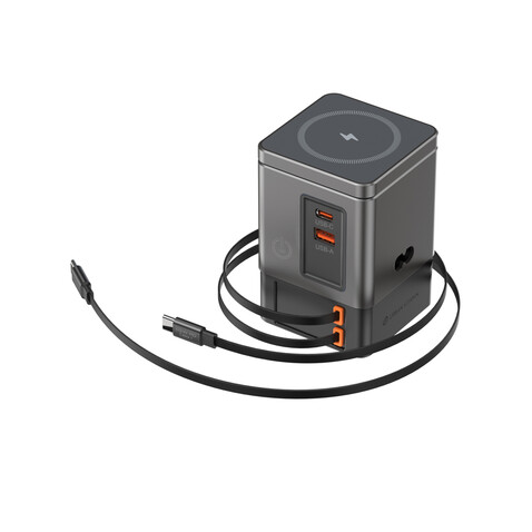 Urban Vitamin Sacramento 105W GaN Charger mit einz. Kabeln grau, schwarz bedrucken, Art.-Nr. P309.5402