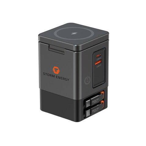 Urban Vitamin Sacramento 105W GaN Charger mit einz. Kabeln grau, schwarz bedrucken, Art.-Nr. P309.5402