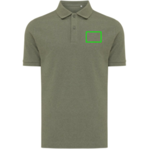 IQONIQ Yosemite Piqué-Poloshirt aus recycelter Baumwolle heather green bedrucken, Art.-Nr. T9200.015.XL