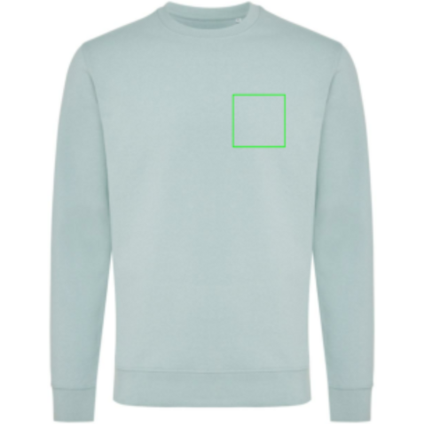 IQONIQ Zion Rundhals-Sweater aus recycelter Baumwolle Iceberg green bedrucken, Art.-Nr. T9300.023.XXS