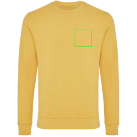 IQONIQ Zion Rundhals-Sweater aus recycelter Baumwolle ochre yellow bedrucken, Art.-Nr. T9300.021.XL IQONIQ Zion Rundhals-Sweater aus recycelter Baumwolle ochre yellow bedrucken, Art.-Nr. T9300.021.XL