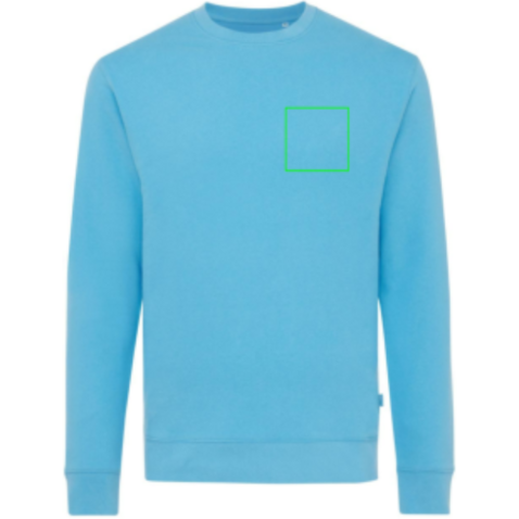 IQONIQ Zion Rundhals-Sweater aus recycelter Baumwolle tranquil blue bedrucken, Art.-Nr. T9300.010.XXXL