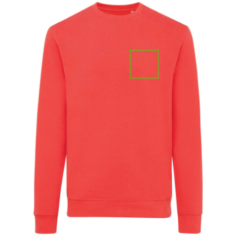 IQONIQ Zion Rundhals-Sweater aus recycelter Baumwolle luscious red bedrucken, Art.-Nr. T9300.008.L