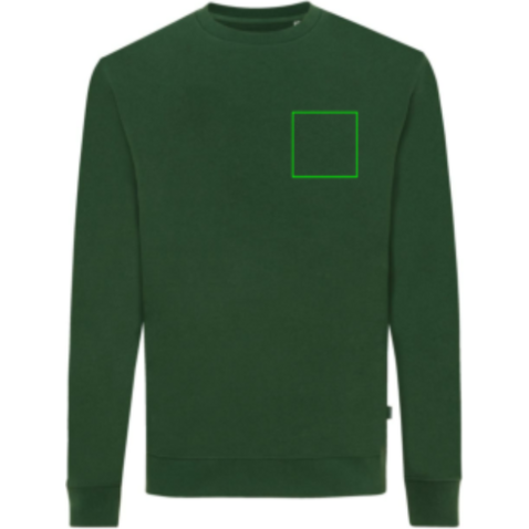 IQONIQ Zion Rundhals-Sweater aus recycelter Baumwolle forest green bedrucken, Art.-Nr. T9300.005.XL