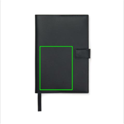 VINGA Timo Notizbuch aus RCS recyceltem rPET schwarz bedrucken, Art.-Nr. V7730001