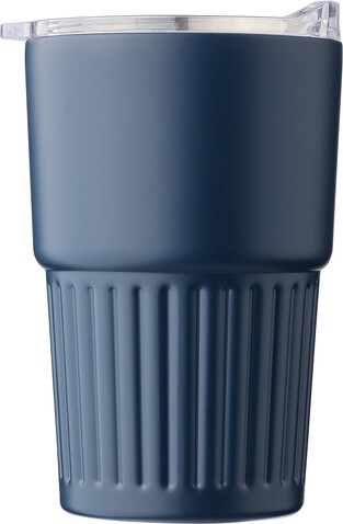 Recycelter Edelstahl-Reisebecher mit doppelter Wand (450 ml) von Calo – beige bedrucken, Art.-Nr. 357999999_1267377