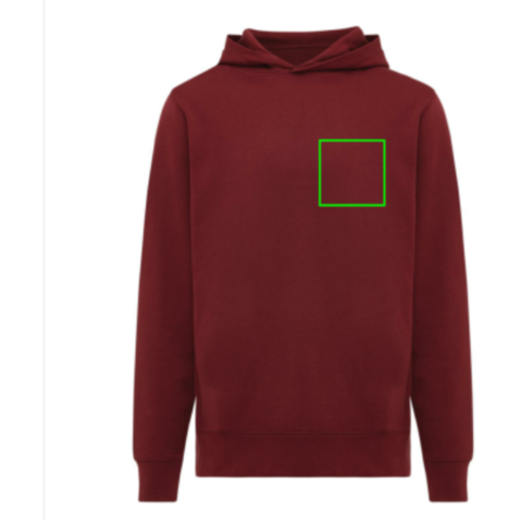 IQONIQ Yengo Hoodie mit Seitentaschen aus rec. Baumwolle burgunderrot bedrucken, Art.-Nr. T9405.007.XXXL