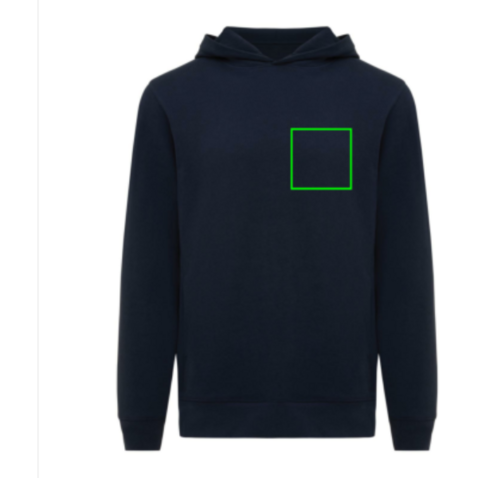IQONIQ Yengo Hoodie mit Seitentaschen aus rec. Baumwolle navy blau bedrucken, Art.-Nr. T9405.002.XXL