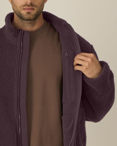 Brooker - Die Relaxed Unisex-Sherpajacke - Red Brown - XXS bedrucken, Art.-Nr. STJU248C1162S