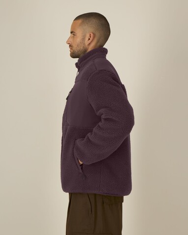 Brooker - Die Relaxed Unisex-Sherpajacke - Red Brown - S bedrucken, Art.-Nr. STJU248C1161S