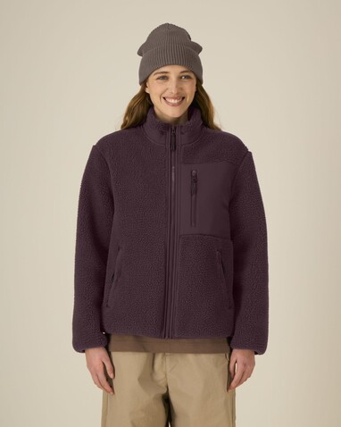 Brooker - Die Relaxed Unisex-Sherpajacke - Red Brown - L bedrucken, Art.-Nr. STJU248C1161L