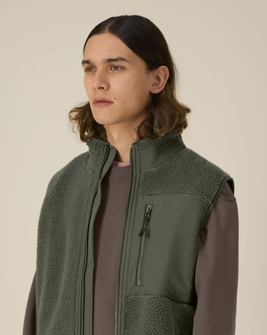 Liner - Die Unisex-Sherpaweste - Khaki - XL bedrucken, Art.-Nr. STJU249C2231X
