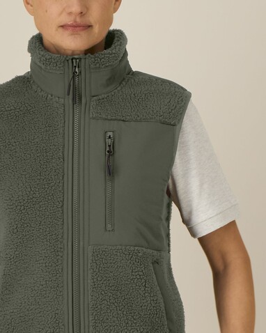 Liner - Die Unisex-Sherpaweste - Khaki - XL bedrucken, Art.-Nr. STJU249C2231X