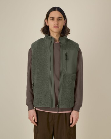 Liner - Die Unisex-Sherpaweste - Khaki - XXL bedrucken, Art.-Nr. STJU249C2232X