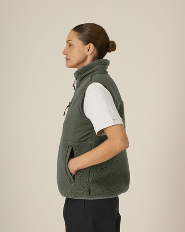 Liner - Die Unisex-Sherpaweste - Khaki - XL bedrucken, Art.-Nr. STJU249C2231X
