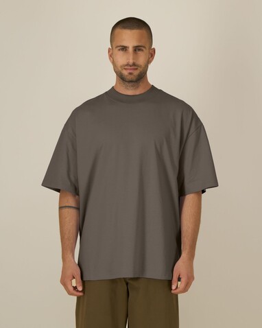Blaster 2.0 - Das Oversized Unisex-T-Shirt mit Stehkragen - Mocha - L bedrucken, Art.-Nr. STTU959C1351L