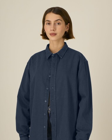 Worker Shirt - Das Relaxed Unisex-Hemd - G.Dyed Navy - XL bedrucken, Art.-Nr. STWU975C3731X Worker Shirt - Das Relaxed Unisex-Hemd - G.Dyed Navy - XL bedrucken, Art.-Nr. STWU975C3731X