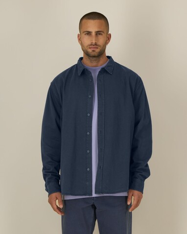 Worker Shirt - Das Relaxed Unisex-Hemd - G.Dyed Navy - XL bedrucken, Art.-Nr. STWU975C3731X Worker Shirt - Das Relaxed Unisex-Hemd - G.Dyed Navy - XL bedrucken, Art.-Nr. STWU975C3731X
