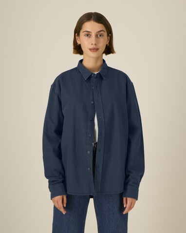 Worker Shirt - Das Relaxed Unisex-Hemd - G.Dyed Navy - XS bedrucken, Art.-Nr. STWU975C373XS