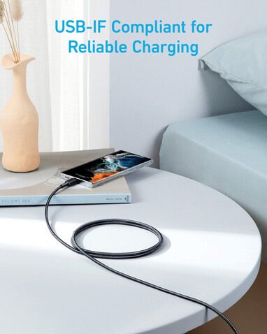 Anker USB-C to USB-C Kabel - 1.8 Meter, 60W grau, schwarz bedrucken, Art.-Nr. RBA81F6G11