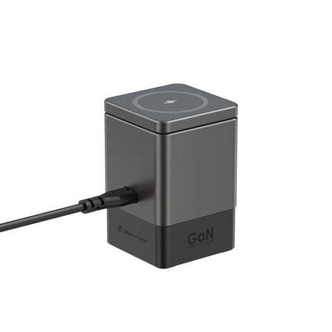 Urban Vitamin Sacramento 105W GaN Charger mit einz. Kabeln grau, schwarz bedrucken, Art.-Nr. P309.5402