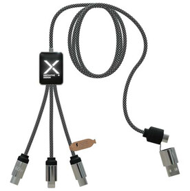 SCX.design C33 60W Typ C Ladekabel mit doppeltem Leuchtlogo, heather schwarz bedrucken, Art.-Nr. 1PX21390