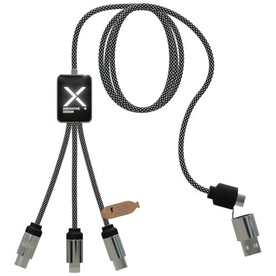 SCX.design C33 60W Typ C Ladekabel mit doppeltem Leuchtlogo, heather schwarz bedrucken, Art.-Nr. 1PX21390
