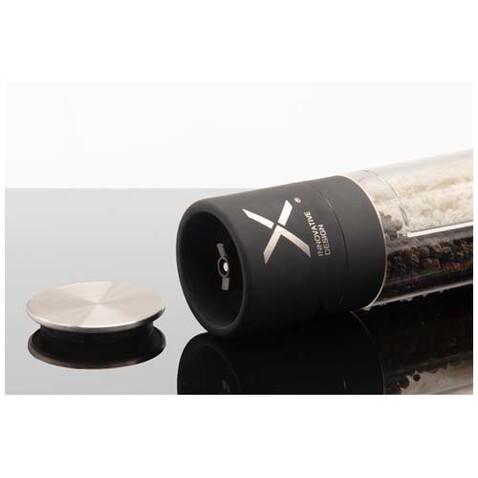 SCX.design K08 Salz und Pfeffermühle aus Keramik, schwarz bedrucken, Art.-Nr. 1PX22490