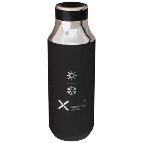 SCX.design D12 500 ml Isolierflasche aus Edelstahl mit Trinkhalm, schwarz bedrucken, Art.-Nr. 1PX22590