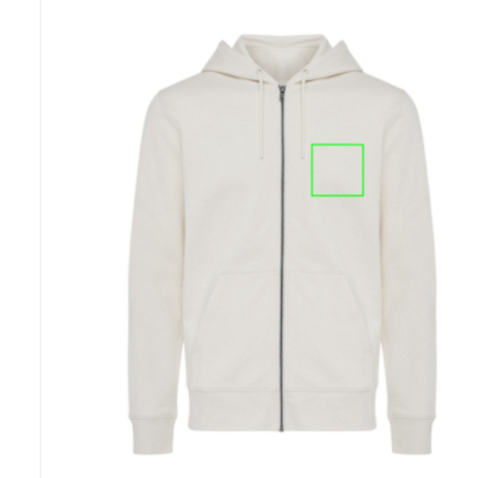 IQONIQ Abisko Zip-Kapuzenpullover aus recycelter Baumwolle natural raw bedrucken, Art.-Nr. T9600.018.XL