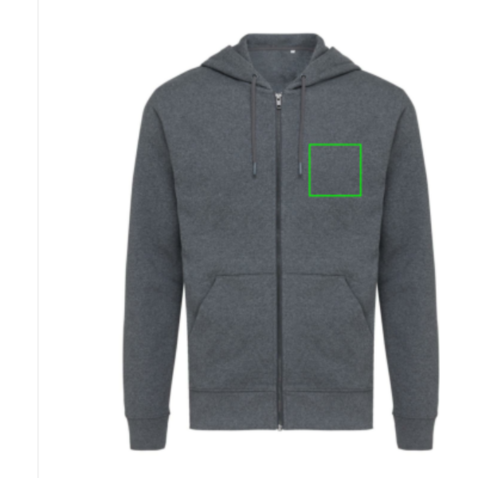 IQONIQ Abisko Zip-Kapuzenpullover aus recycelter Baumwolle heather anthracite bedrucken, Art.-Nr. T9600.014.M